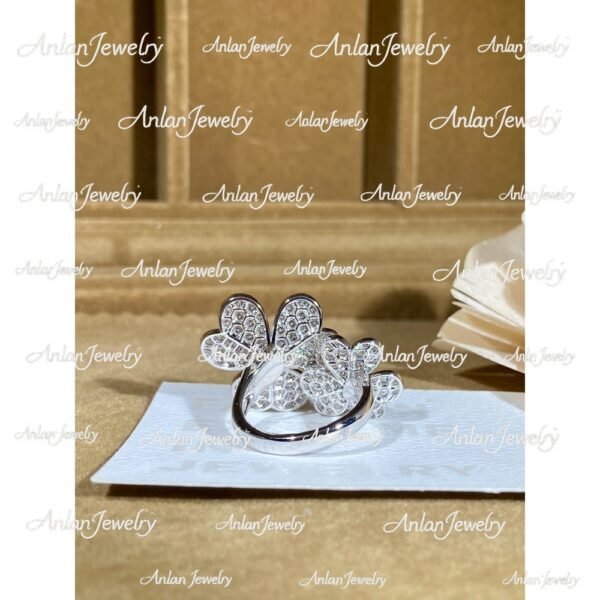 van cleef & arpels diamond pave two motif flower ring