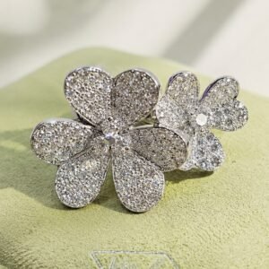 van cleef & arpels diamond pave two motif flower ring van cleef & arpels diamond pave two motif flower ring